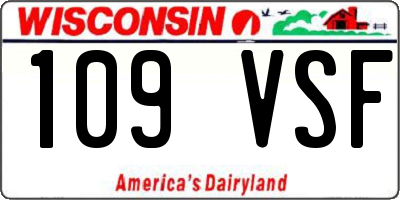 WI license plate 109VSF