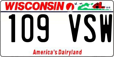 WI license plate 109VSW