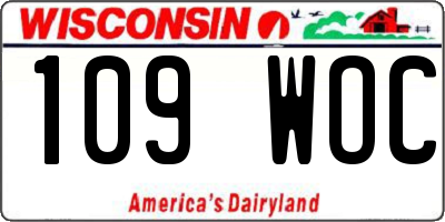 WI license plate 109WOC