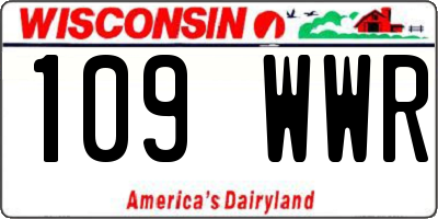 WI license plate 109WWR