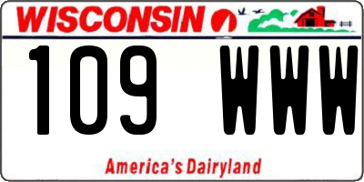 WI license plate 109WWW