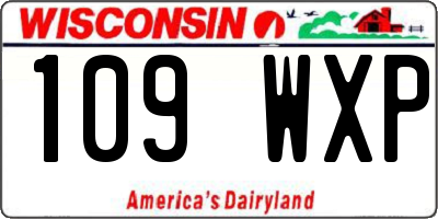 WI license plate 109WXP