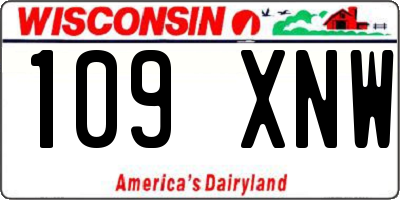 WI license plate 109XNW