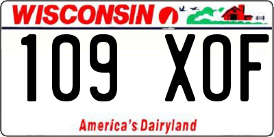 WI license plate 109XOF