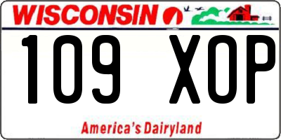 WI license plate 109XOP