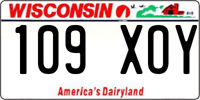 WI license plate 109XOY