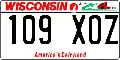 WI license plate 109XOZ