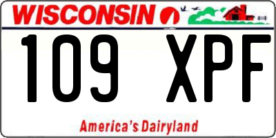 WI license plate 109XPF
