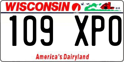 WI license plate 109XPO