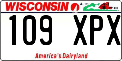 WI license plate 109XPX