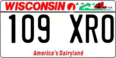 WI license plate 109XRO