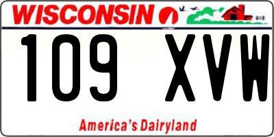 WI license plate 109XVW