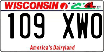 WI license plate 109XWO