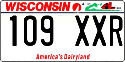 WI license plate 109XXR