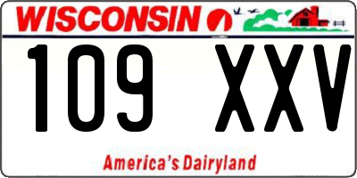 WI license plate 109XXV