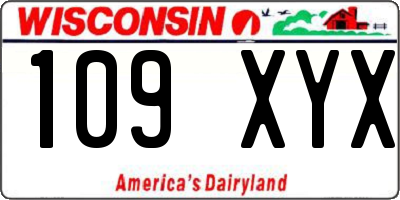 WI license plate 109XYX