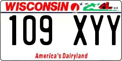 WI license plate 109XYY