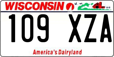 WI license plate 109XZA