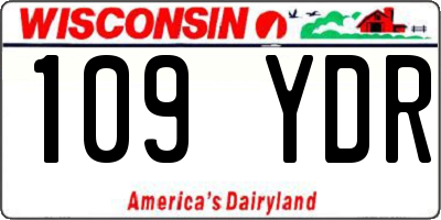 WI license plate 109YDR