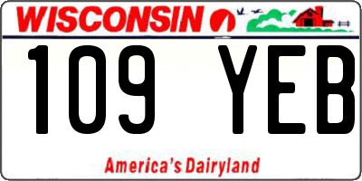 WI license plate 109YEB