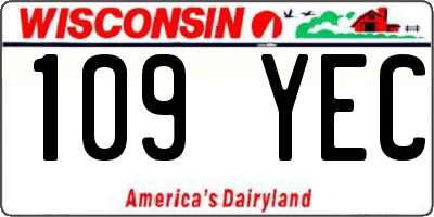 WI license plate 109YEC