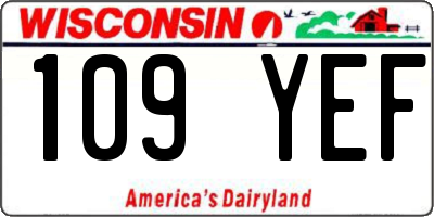 WI license plate 109YEF