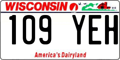 WI license plate 109YEH