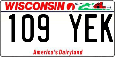 WI license plate 109YEK