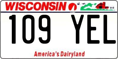 WI license plate 109YEL