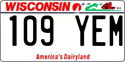 WI license plate 109YEM