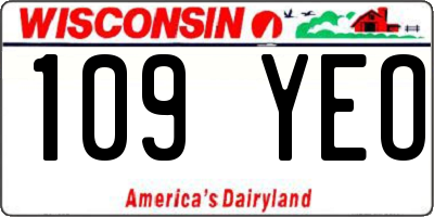 WI license plate 109YEO