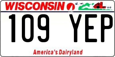 WI license plate 109YEP
