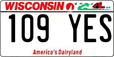 WI license plate 109YES