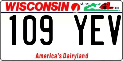 WI license plate 109YEV