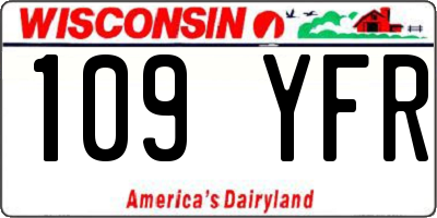 WI license plate 109YFR