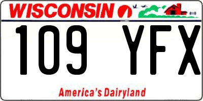 WI license plate 109YFX