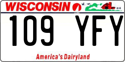 WI license plate 109YFY