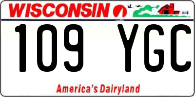 WI license plate 109YGC