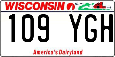 WI license plate 109YGH