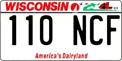 WI license plate 110NCF