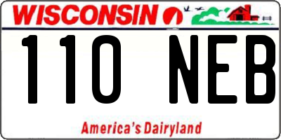 WI license plate 110NEB