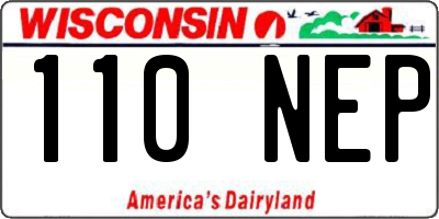 WI license plate 110NEP