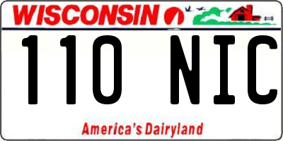 WI license plate 110NIC