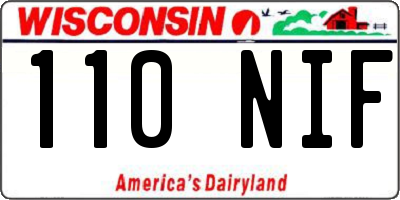 WI license plate 110NIF