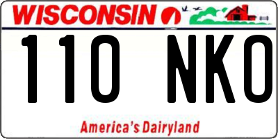 WI license plate 110NKO