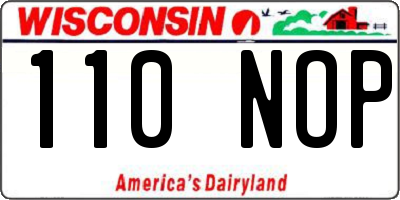 WI license plate 110NOP