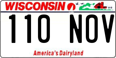 WI license plate 110NOV