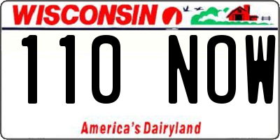 WI license plate 110NOW