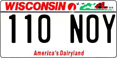WI license plate 110NOY
