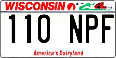 WI license plate 110NPF